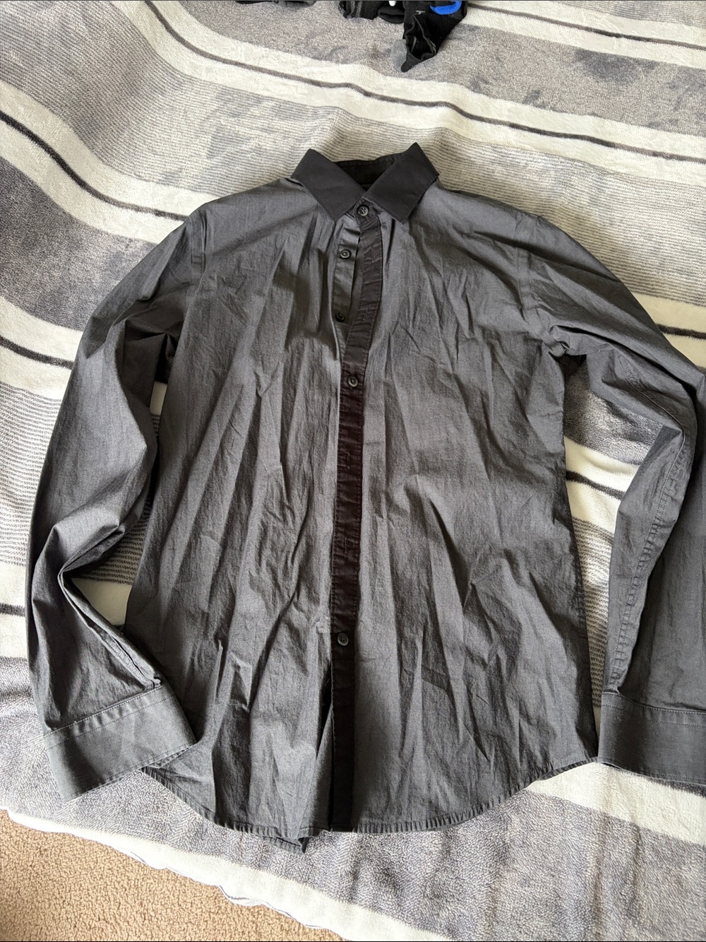 Express Men's Gray Dress Shirt with Black Trim